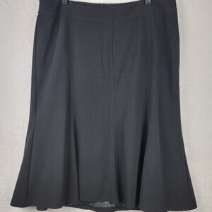 Career 16W Women Midi Black Skirt Zip Lined Flare Business Professional Modest